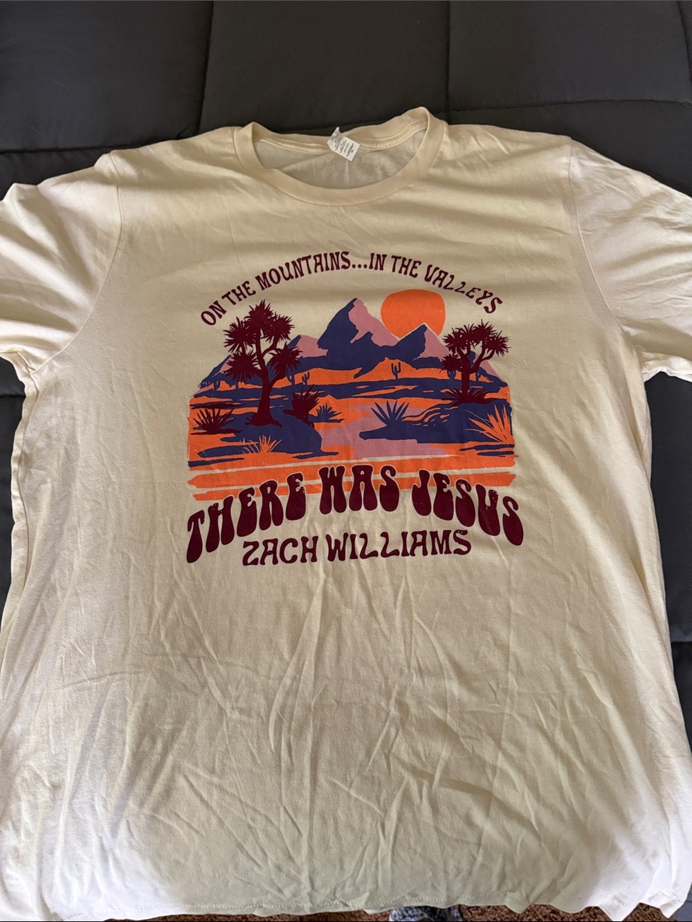 Zach Williams Bella Canvas Cream Short Sleeve Tee Orange & Purple Desert Graphic